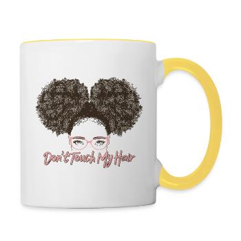 Hair Touch Grafik - Tasse zweifarbig - Weiß/Gelb - Rechts