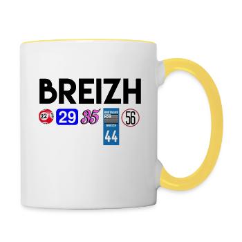 Bretagne - Breizh unanet - Mug contrasté - blanc/jaune - Droite