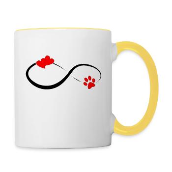 Love forever - Tasse zweifarbig - Weiß/Gelb - Rechts