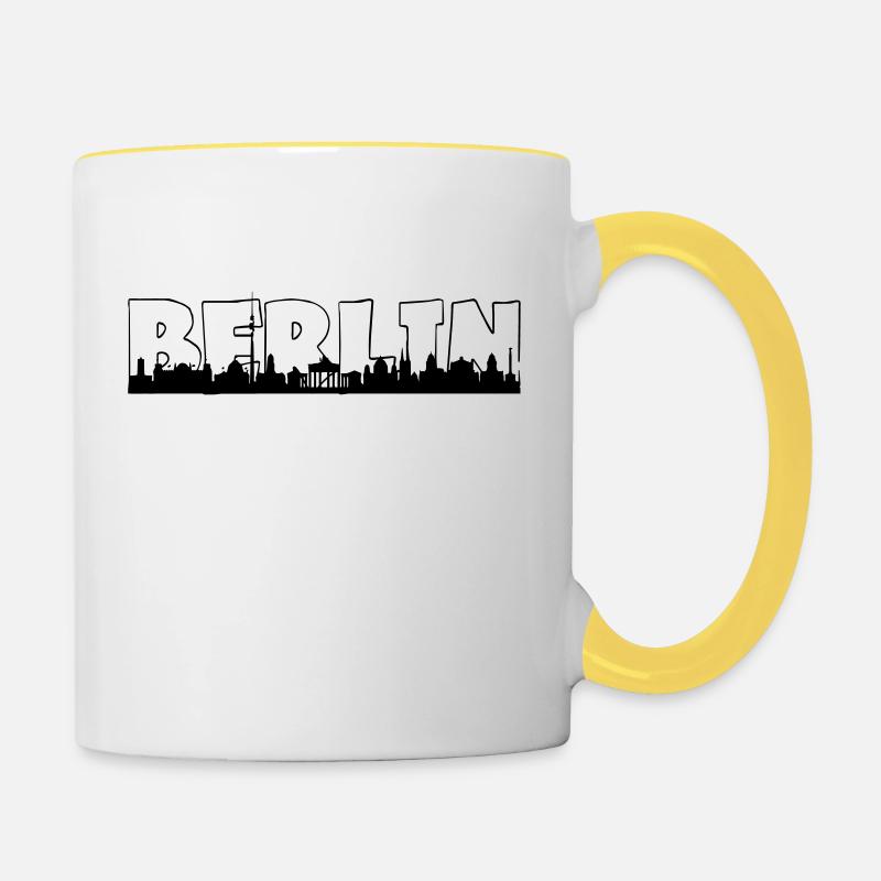 Berlin Skyline - Tasse zweifarbig - Weiß/Gelb