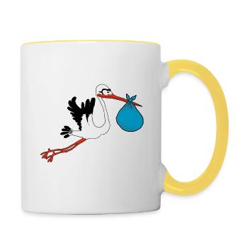 Storch - Tasse zweifarbig - Weiß/Gelb - Rechts