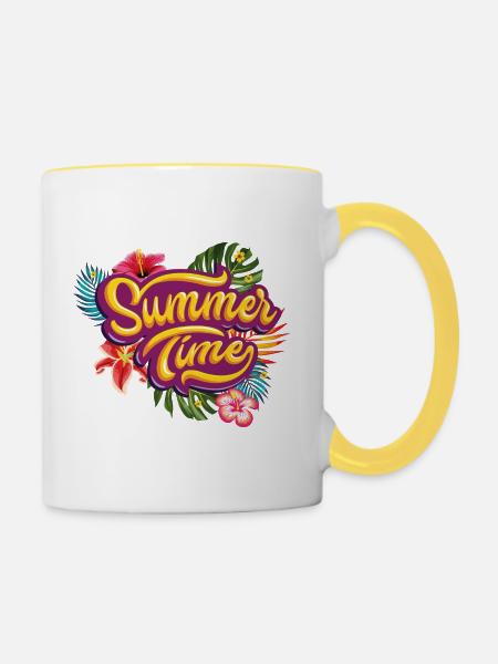 Sommer Zeit - Tasse zweifarbig - Weiß/Gelb