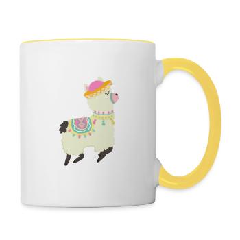 Alpaga drôle - Mug contrasté - blanc/jaune - Droite