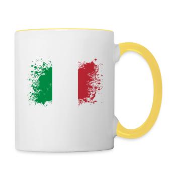 Italy flag italian food gift idea - Contrasting Mug - white/yellow - Right
