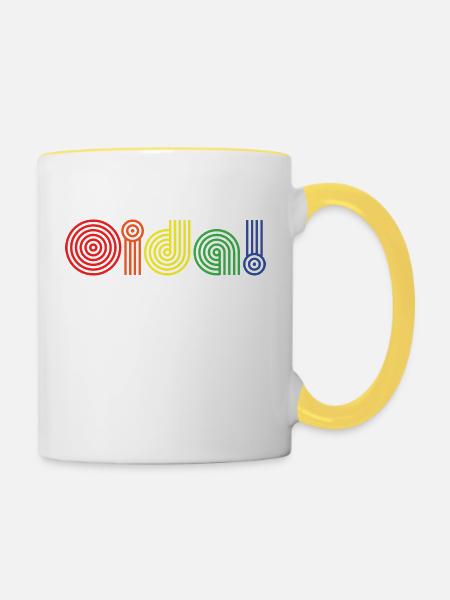 Oida! Regenbogen - Tasse zweifarbig - Weiß/Gelb