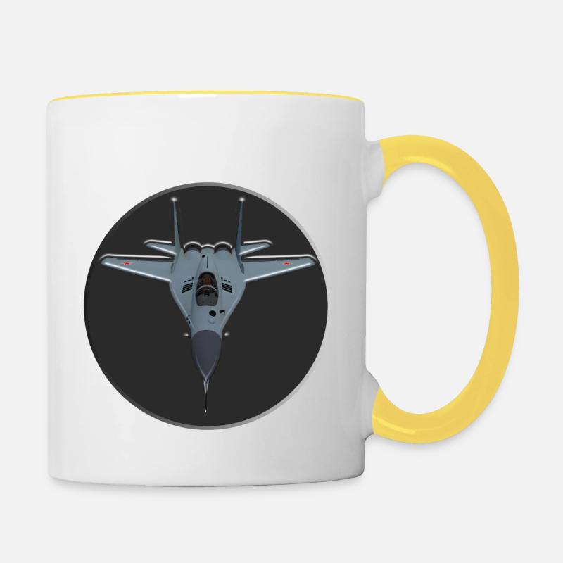 Fighter plane - Contrasting Mug - white/yellow