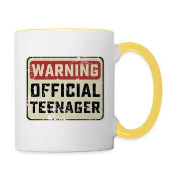 Warning Sign Official Teen Attention Teen - Contrasting Mug - white/yellow - Right
