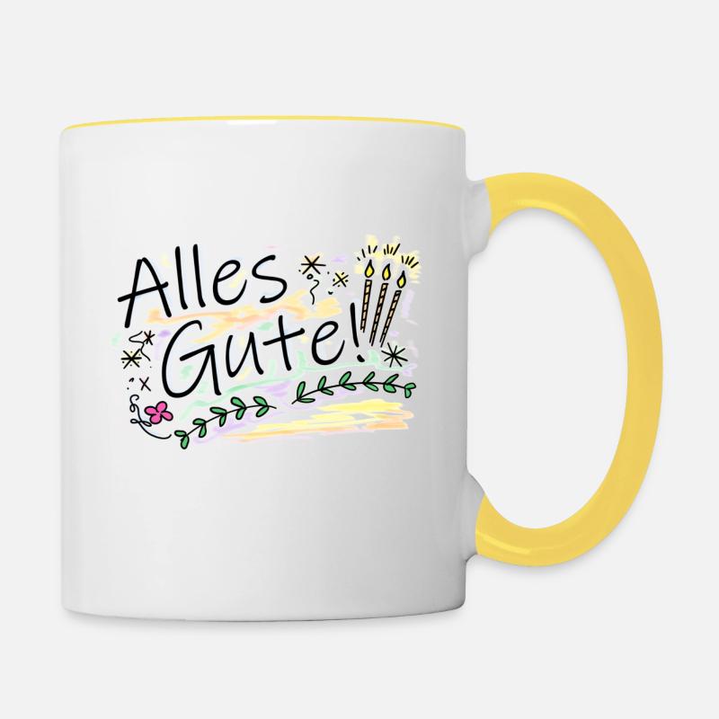 Alles Gute - Tasse zweifarbig - Weiß/Gelb