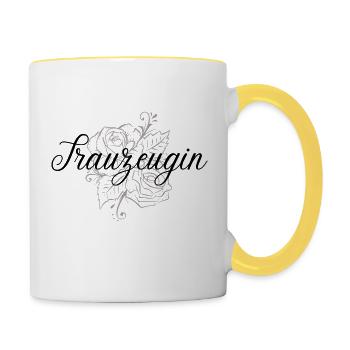 Trauzeugin - Tasse zweifarbig - Weiß/Gelb - Rechts