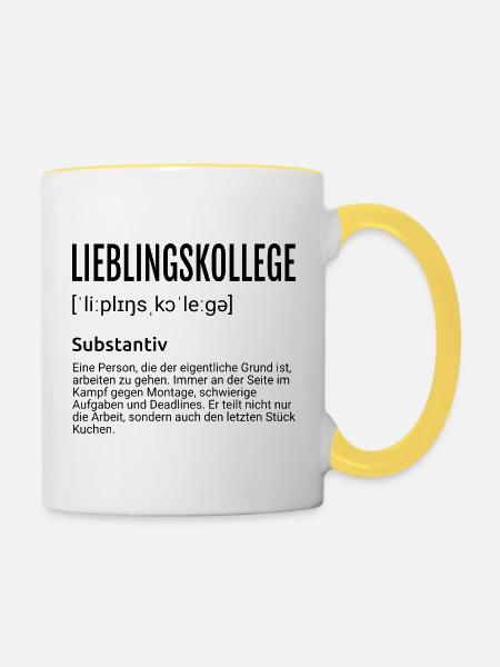 Kollege Geschenk Abschied - Tasse zweifarbig - Weiß/Gelb