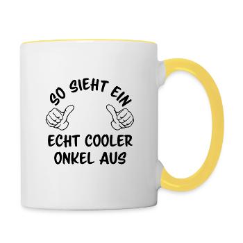 So sieht ein echt cooler Onkel aus - Tasse zweifarbig - Weiß/Gelb - Rechts