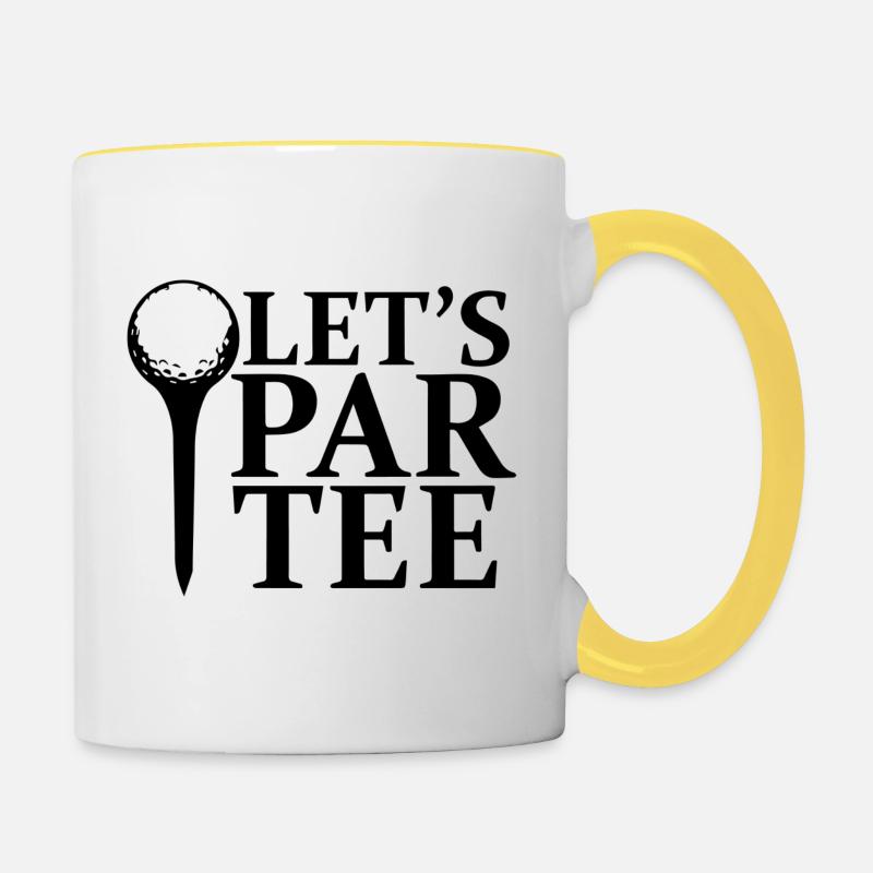 Golf Let’s Par Tee lustig Golfspruch Golfeur - Mug contrasté - blanc/jaune