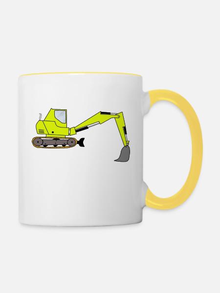 Bagger Digger - Tasse zweifarbig - Weiß/Gelb