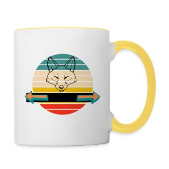Hier gibt der Fuchs die Richtung an - Tasse zweifarbig - Weiß/Gelb - Rechts
