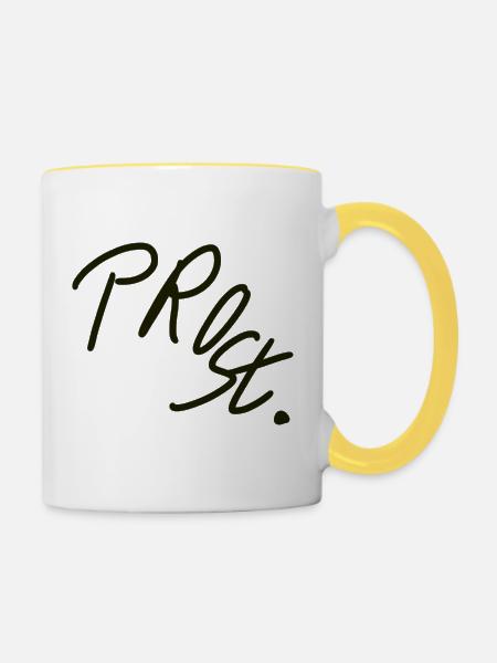 Prost! - Tasse zweifarbig - Weiß/Gelb