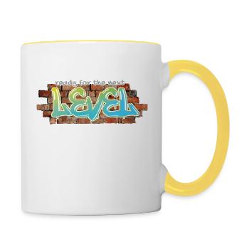 Graffiti "next level" - Tasse zweifarbig - Weiß/Gelb - Rechts