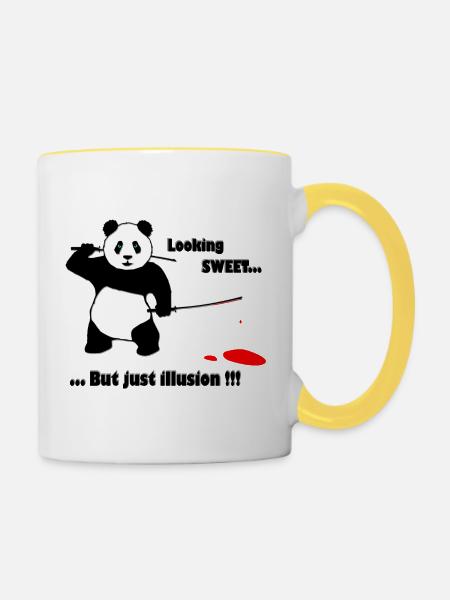 Ninja Panda - Tasse zweifarbig - Weiß/Gelb