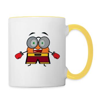 BOXEUR MONDIAL MOCHI - Mug contrasté - blanc/jaune - Droite