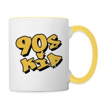 90s kid 90er - Tasse zweifarbig - Weiß/Gelb - Rechts