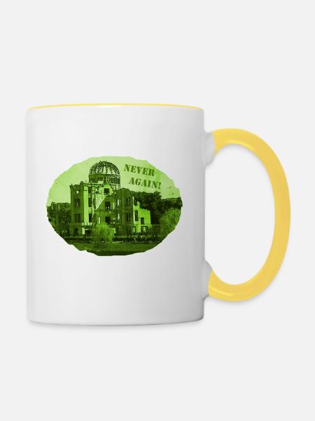 Hiroshima - Never again! - Tasse zweifarbig - Weiß/Gelb