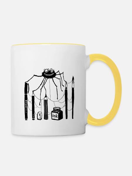 Stiftspinne - Tasse zweifarbig - Weiß/Gelb