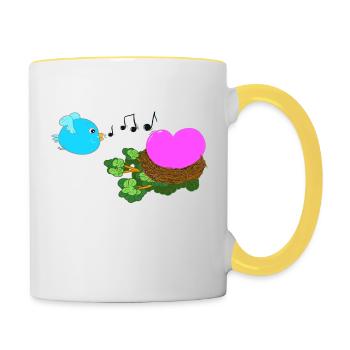 Chant de cœur - Mug contrasté - blanc/jaune - Droite