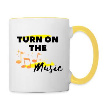 I love clothes / Turn on the Music - Tasse zweifarbig - Weiß/Gelb - Rechts
