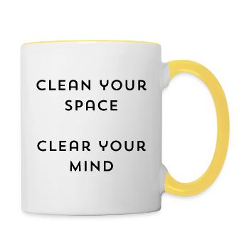 Räumen Sie Ihren Raum auf, machen Sie Ihren Kopf frei - Tasse zweifarbig - Weiß/Gelb - Rechts