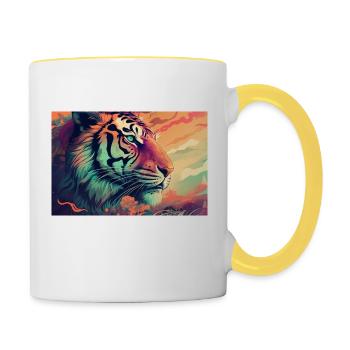Sinnlicher Raubkatze - Tasse zweifarbig - Weiß/Gelb - Rechts