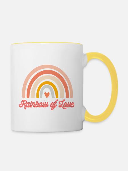 Regenbogen der Liebe - Tasse zweifarbig - Weiß/Gelb