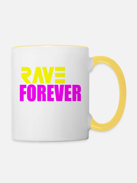 Für immer raven - Tasse zweifarbig - Weiß/Gelb