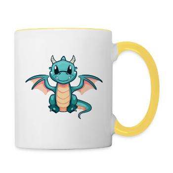Flying Dragon Fantasy Art - Mug contrasté - blanc/jaune - Droite