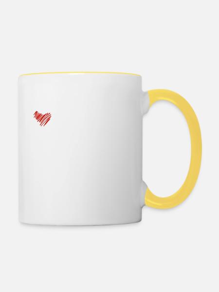 Liken, kommentieren und teilen - insta - Tasse zweifarbig - Weiß/Gelb