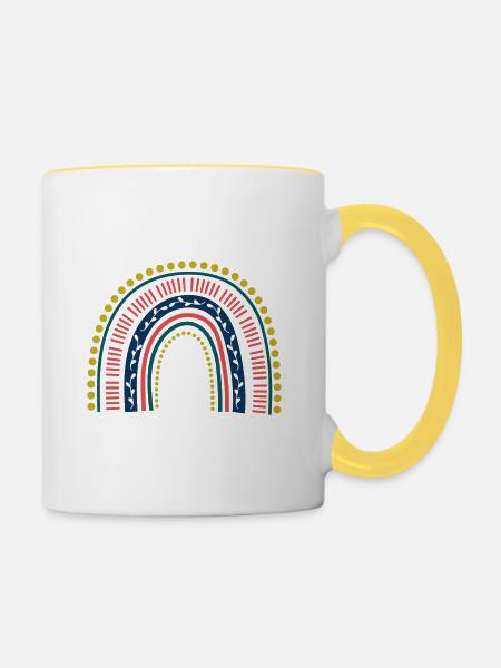boho rainbow bunt - Tasse zweifarbig - Weiß/Gelb