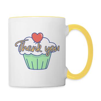 Thank you cupcake - Tasse zweifarbig - Weiß/Gelb - Rechts