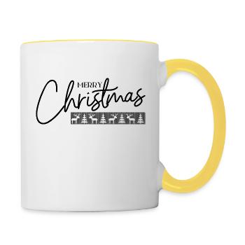 Frohe Weihnachten - Tasse zweifarbig - Weiß/Gelb - Rechts