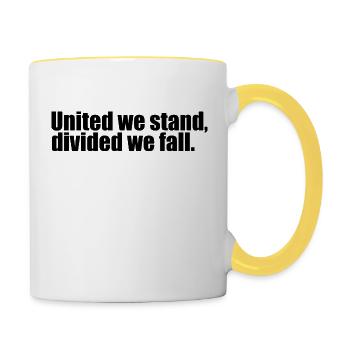 Vereint stehen wir Zitat - Tasse zweifarbig - Weiß/Gelb - Rechts