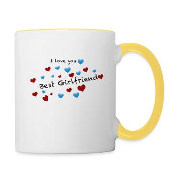 Girlfriend Klamotten - Tasse zweifarbig - Weiß/Gelb - Rechts