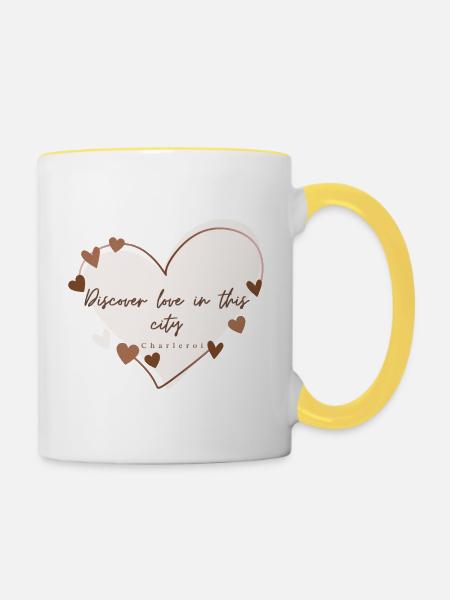 Découvrez l’amour dans cette ville - Mug contrasté - blanc/jaune