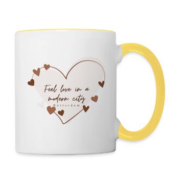 Ich liebe mit Herz Rotterdam - Tasse zweifarbig - Weiß/Gelb - Rechts