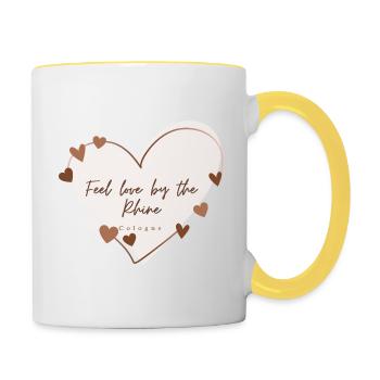 Ich liebe mit Herz Köln - Tasse zweifarbig - Weiß/Gelb - Rechts