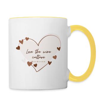 Aimer la culture du vin - Mug contrasté - blanc/jaune - Droite