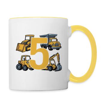 Chantier - 5 ans - 5ème anniversaire - Mug contrasté - blanc/jaune - Droite