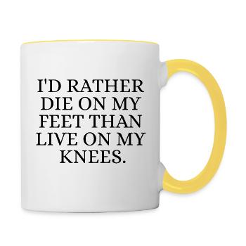 Dieu on my feet - Mug contrasté - blanc/jaune - Droite