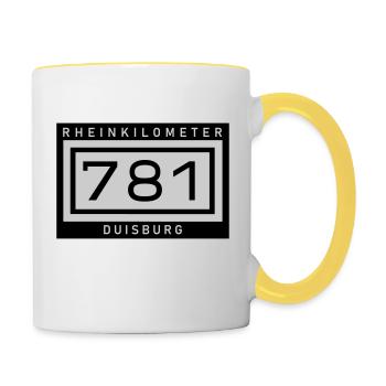 Rheinkilometer 781 Duisburg - Tasse zweifarbig - Weiß/Gelb - Rechts