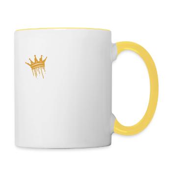 Ich bin eine Mutter, was ist deine Superkraft? - Tasse zweifarbig - Weiß/Gelb - Rechts