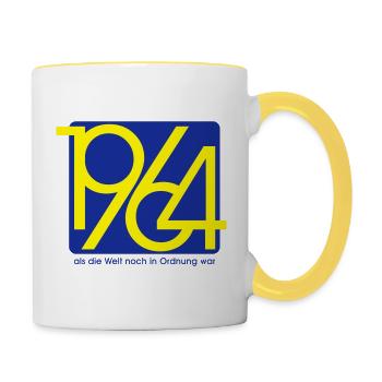 Jahrgang 1964 als die Welt noch in Ordnung war - Tasse zweifarbig - Weiß/Gelb - Rechts