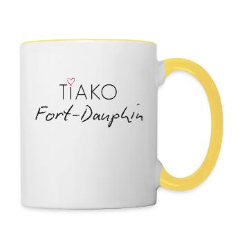 Tiako Fort-Dauphin | Ich liebe Fort-Dauphin - Tasse zweifarbig - Weiß/Gelb - Rechts