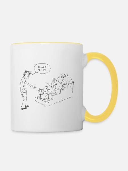 Schrödinger - Methodenaufruf - Tasse zweifarbig - Weiß/Gelb