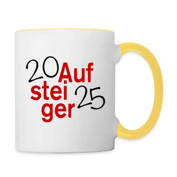Aufstieg 2025 Aufsteiger - Tasse zweifarbig - Weiß/Gelb - Rechts